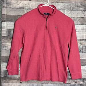 Vineyard Vines Saltwater 1/4 Zip Sweater Mens XL Pink Preppy Whale Outdoors
